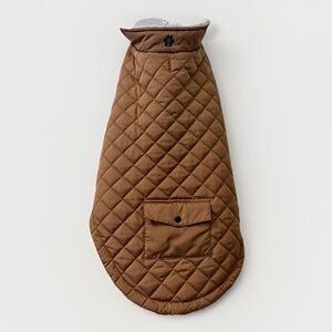 New Free Country Quilted Dog Winter Coat Reversible Reversible Easy On L Tan